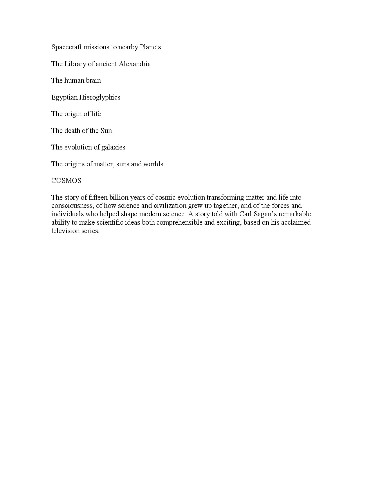 Microsoft Word - Carl Sagan - Cosmos.rtf